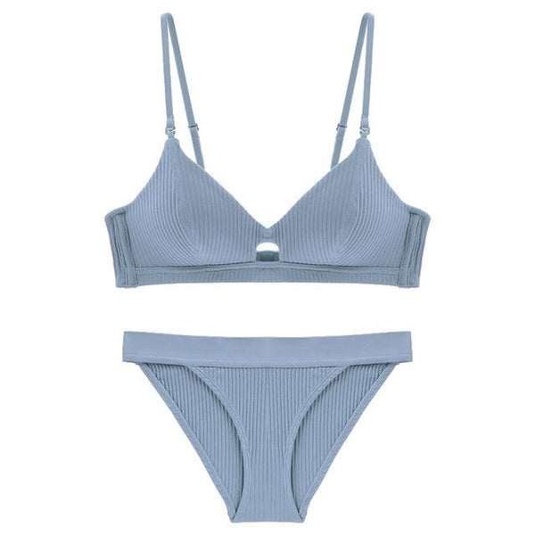 TERMEZY High Quality Cotton Underwear Set Fashion Striped Bra Set Noble Girl Lingerie Set Push Up Bra Sexy Bra And Panty Sets