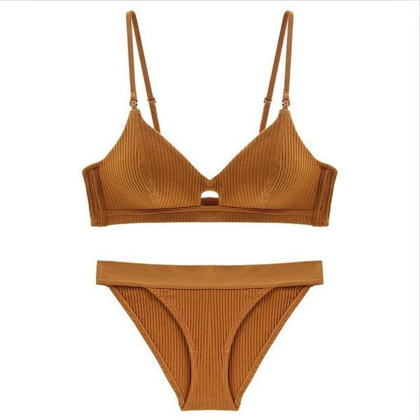 TERMEZY High Quality Cotton Underwear Set Fashion Striped Bra Set Noble Girl Lingerie Set Push Up Bra Sexy Bra And Panty Sets