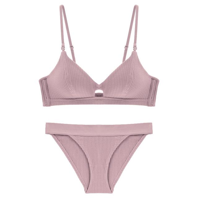 TERMEZY High Quality Cotton Underwear Set Fashion Striped Bra Set Noble Girl Lingerie Set Push Up Bra Sexy Bra And Panty Sets