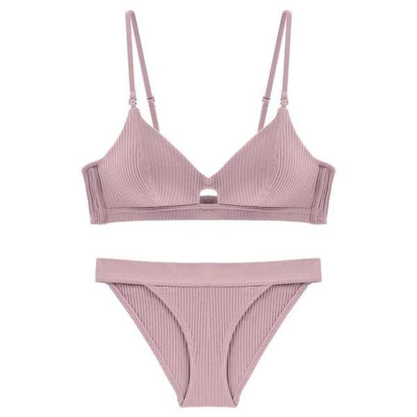 TERMEZY High Quality Cotton Underwear Set Fashion Striped Bra Set Noble Girl Lingerie Set Push Up Bra Sexy Bra And Panty Sets