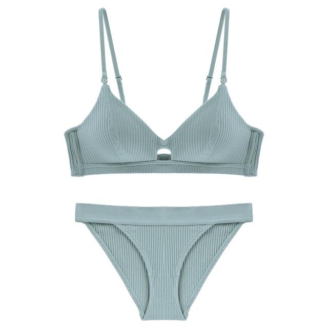 TERMEZY High Quality Cotton Underwear Set Fashion Striped Bra Set Noble Girl Lingerie Set Push Up Bra Sexy Bra And Panty Sets