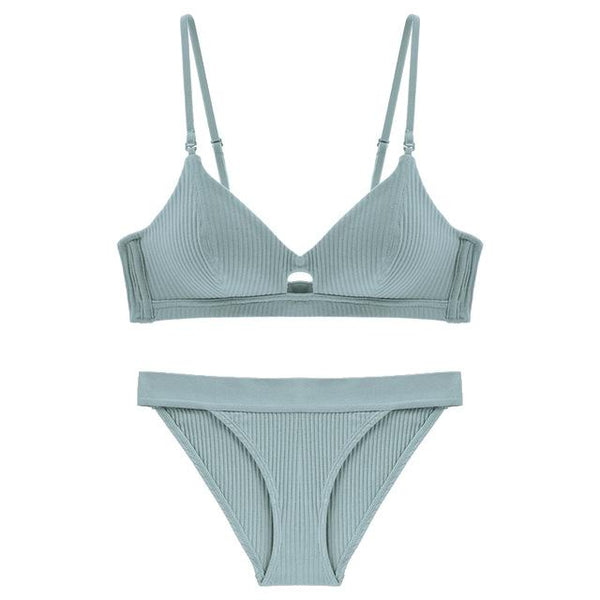 TERMEZY High Quality Cotton Underwear Set Fashion Striped Bra Set Noble Girl Lingerie Set Push Up Bra Sexy Bra And Panty Sets