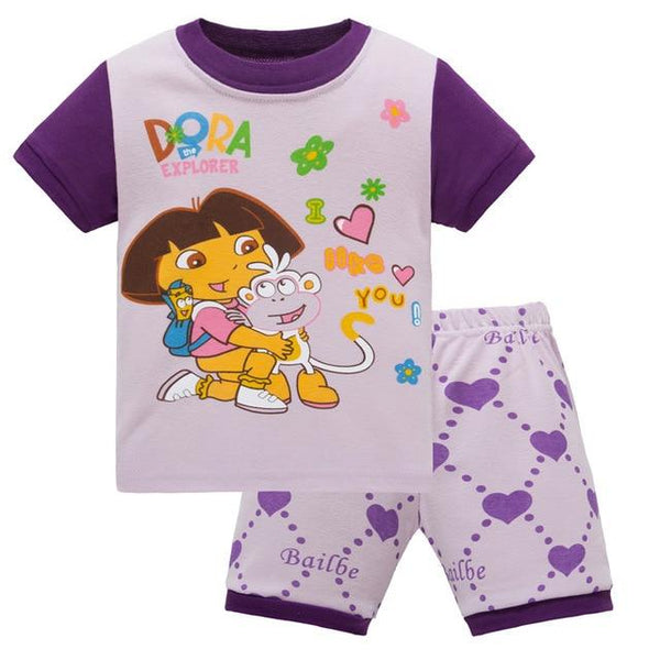 Baby kids Pajamas Set summer children Short Sleeve cotton sleepwear Girl Cartoon pyjamas girls cute home clothing girl nightwear