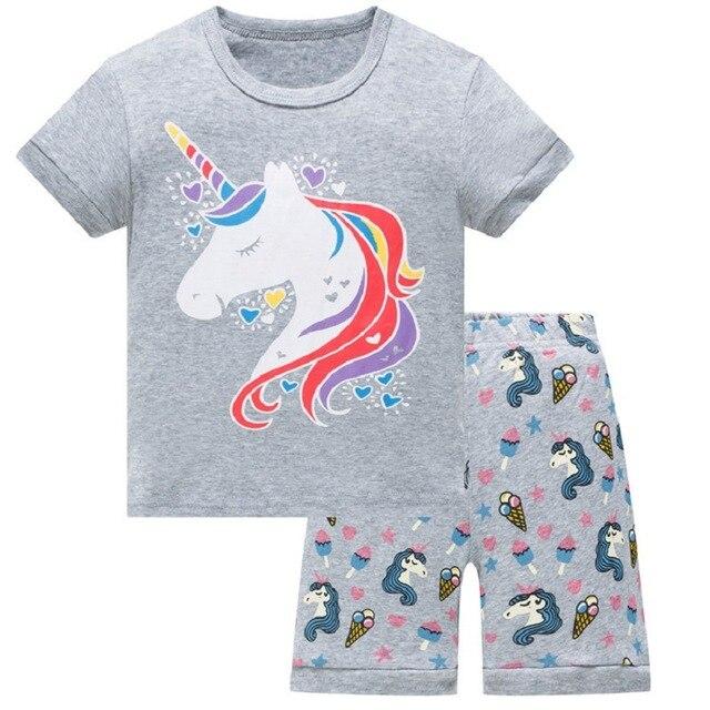Baby kids Pajamas Set summer children Short Sleeve cotton sleepwear Girl Cartoon pyjamas girls cute home clothing girl nightwear