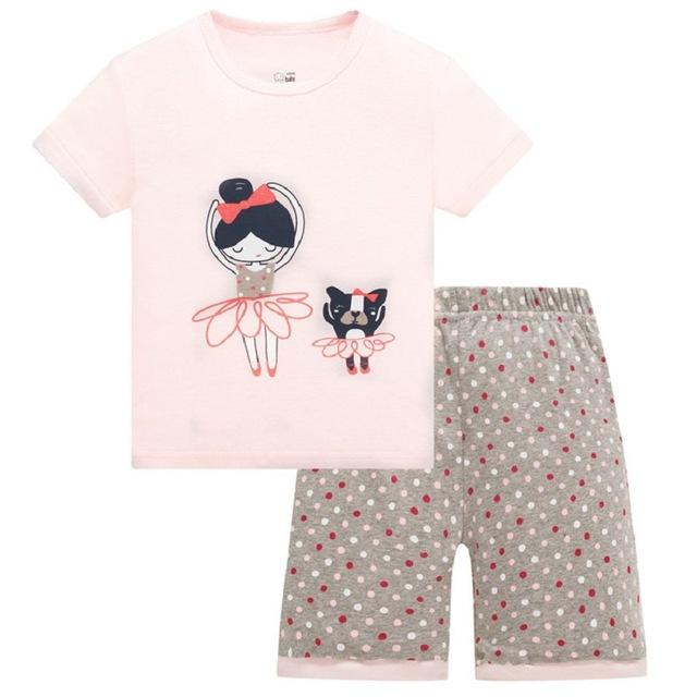 Baby kids Pajamas Set summer children Short Sleeve cotton sleepwear Girl Cartoon pyjamas girls cute home clothing girl nightwear