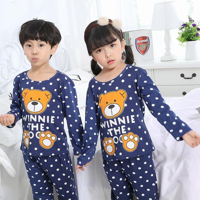 Pajamas set for children spring kid's home clothes boys cute cartoon long sleeved sleepwear 2018 new style girls clothing set