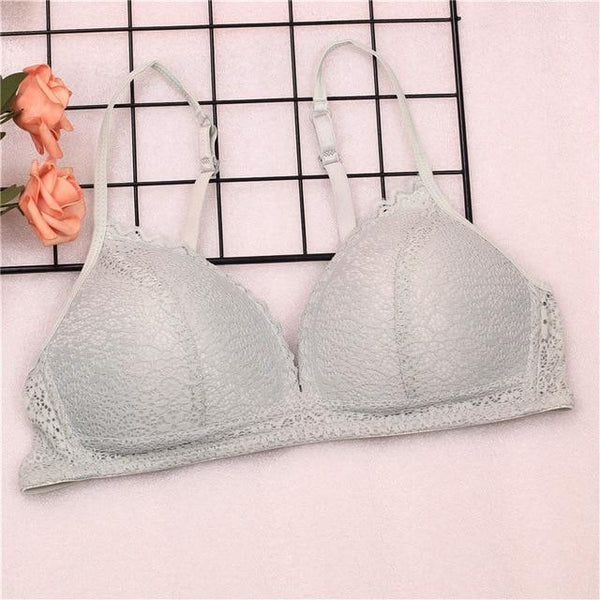 Women Bras top Lace Sexy Lingerie push up Lace Bras Thin cup braletter Wire Free Deep V Women Underwear Solid lace bra 32-38B