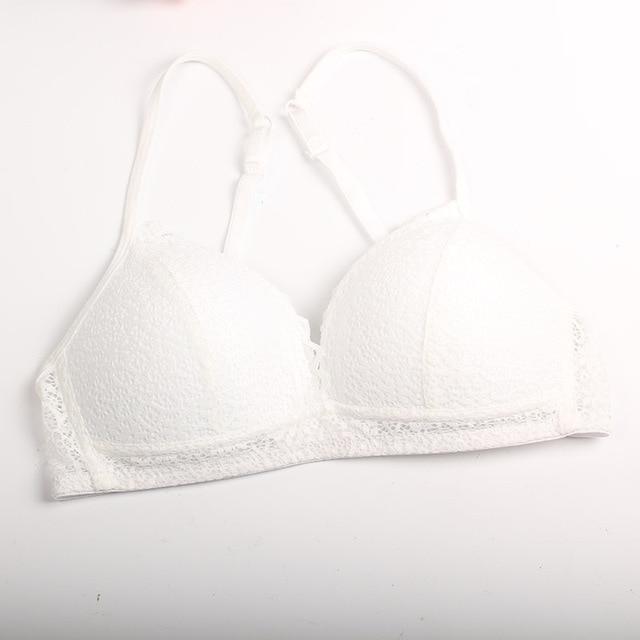 Women Bras top Lace Sexy Lingerie push up Lace Bras Thin cup braletter Wire Free Deep V Women Underwear Solid lace bra 32-38B