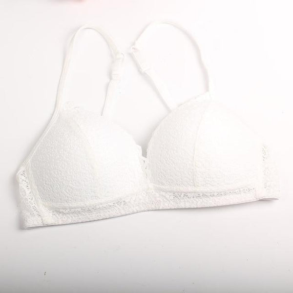 Women Bras top Lace Sexy Lingerie push up Lace Bras Thin cup braletter Wire Free Deep V Women Underwear Solid lace bra 32-38B