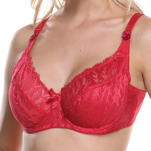 Plusgalpret Full Cup Thin Underwear Sexy Bra Plus Size Adjustable Lace Women's Big Breast Cover D DD Ecup Large Size Lace Bras