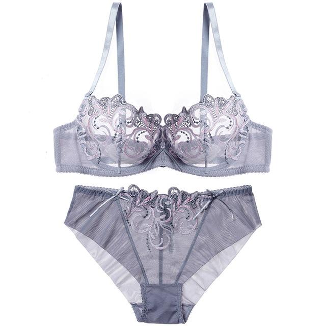 Lilymoda Women Sexy Hot Erotic Transparent Lingerie Ultrathin Bra Brief Set Lace Embroidery Seamless Panties Underwear Brassiere