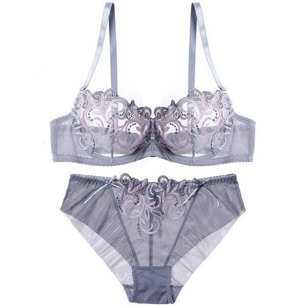 Lilymoda Women Sexy Hot Erotic Transparent Lingerie Ultrathin Bra Brief Set Lace Embroidery Seamless Panties Underwear Brassiere