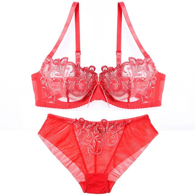 Lilymoda Women Sexy Hot Erotic Transparent Lingerie Ultrathin Bra Brief Set Lace Embroidery Seamless Panties Underwear Brassiere