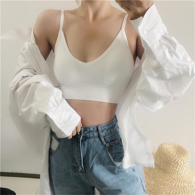 Cotton Bralette Sexy Backless Bra Girls Padded Crop Top 6 Colors Unlined Underwear Wireless Bras For Women Female Lingerie New