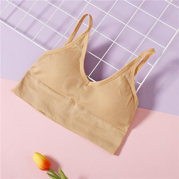 Cotton Bralette Sexy Backless Bra Girls Padded Crop Top 6 Colors Unlined Underwear Wireless Bras For Women Female Lingerie New