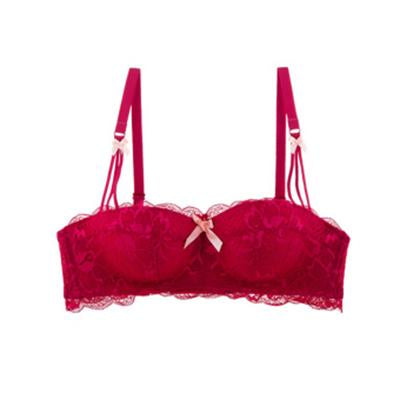 Super Push Up Bra Women Sexy Lingerie Half Cup Brassiere Embroidery Lace Wireless Underwear Bras For Small Breast White Black