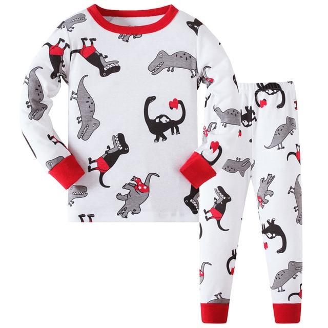 2019 New Cartoon Design Round Neck Boys Cotton Pajamas Set For Child kids long sleeve pyjamas Boys Pyjamas 3~8 Year