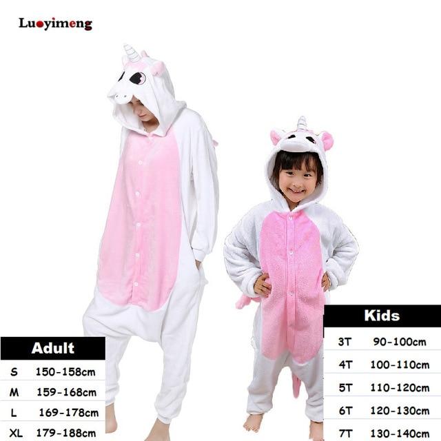 Boys Girls Kigurumi Pajama Sets Panda Unicorn Pajamas For Women Pijimas Onesie Adults Animal Sleepwear Winter Warm Pyjamas Kids