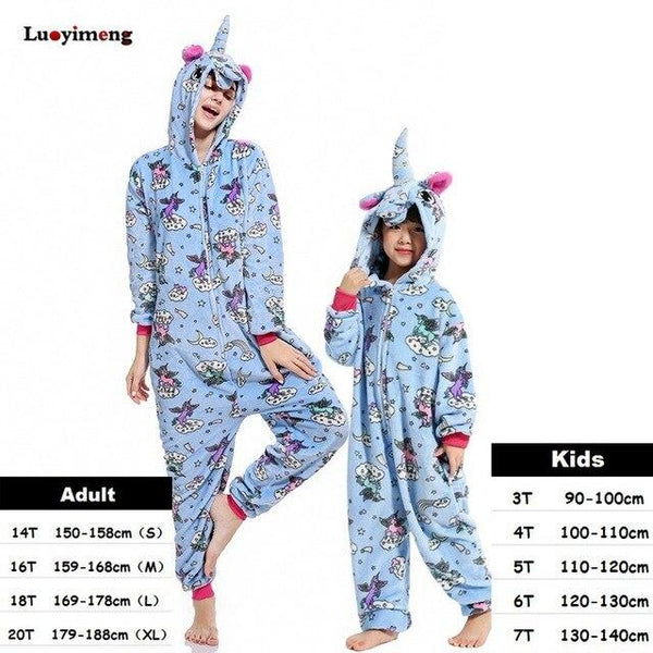 Boys Girls Kigurumi Pajama Sets Panda Unicorn Pajamas For Women Pijimas Onesie Adults Animal Sleepwear Winter Warm Pyjamas Kids