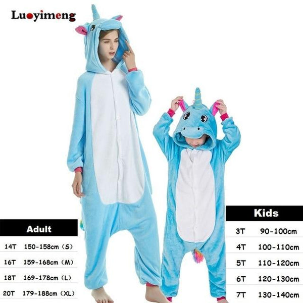 Boys Girls Kigurumi Pajama Sets Panda Unicorn Pajamas For Women Pijimas Onesie Adults Animal Sleepwear Winter Warm Pyjamas Kids