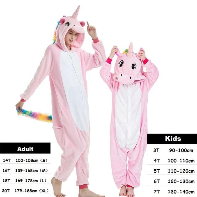Boys Girls Kigurumi Pajama Sets Panda Unicorn Pajamas For Women Pijimas Onesie Adults Animal Sleepwear Winter Warm Pyjamas Kids