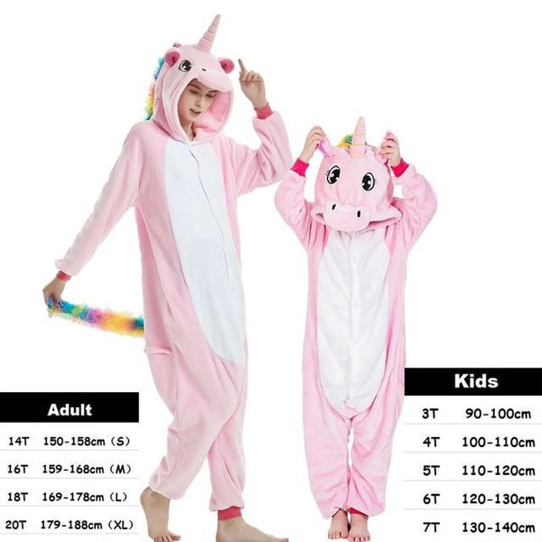 Boys Girls Kigurumi Pajama Sets Panda Unicorn Pajamas For Women Pijimas Onesie Adults Animal Sleepwear Winter Warm Pyjamas Kids