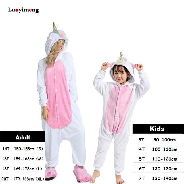 Boys Girls Kigurumi Pajama Sets Panda Unicorn Pajamas For Women Pijimas Onesie Adults Animal Sleepwear Winter Warm Pyjamas Kids