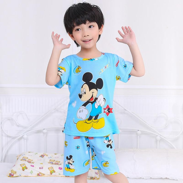 Children Short Sleeve Pajamas 2019 Summer Boy Girl Sleepwear Cartoon Baby Nightwear Child Gift Kids Lovely Pyjamas Set