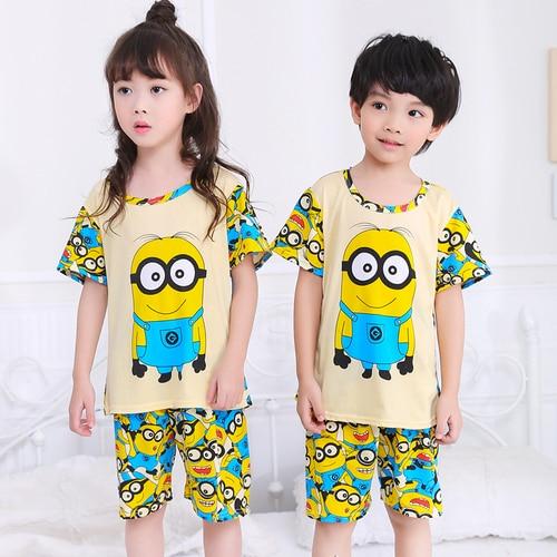 Children Short Sleeve Pajamas 2019 Summer Boy Girl Sleepwear Cartoon Baby Nightwear Child Gift Kids Lovely Pyjamas Set