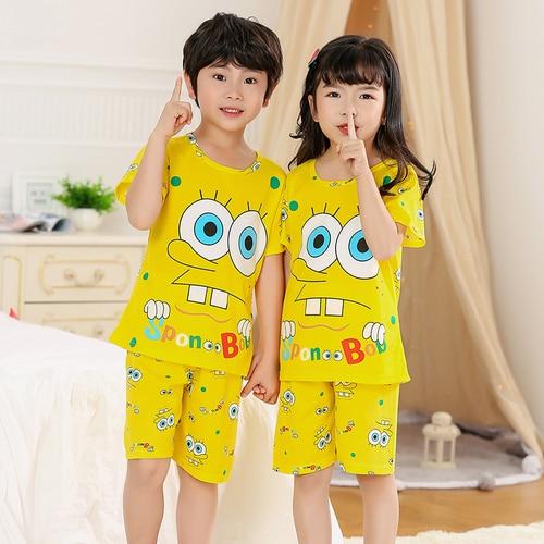 Children Short Sleeve Pajamas 2019 Summer Boy Girl Sleepwear Cartoon Baby Nightwear Child Gift Kids Lovely Pyjamas Set