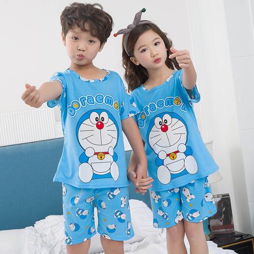 Children Short Sleeve Pajamas 2019 Summer Boy Girl Sleepwear Cartoon Baby Nightwear Child Gift Kids Lovely Pyjamas Set