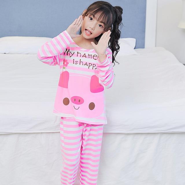 Children Pajamas Autumn Winter Long Sleeve Cartoon Kids Catamite Girl sleepwear Suit Lovely Children's Pyjamas Boy Home Clothes