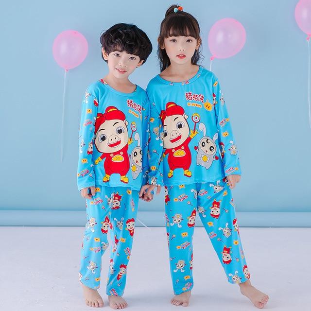 Children Pajamas Autumn Winter Long Sleeve Cartoon Kids Catamite Girl sleepwear Suit Lovely Children's Pyjamas Boy Home Clothes