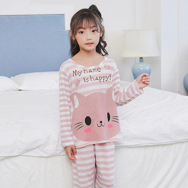Children Pajamas Autumn Winter Long Sleeve Cartoon Kids Catamite Girl sleepwear Suit Lovely Children's Pyjamas Boy Home Clothes