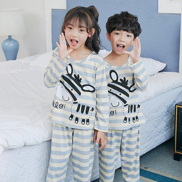 Children Pajamas Autumn Winter Long Sleeve Cartoon Kids Catamite Girl sleepwear Suit Lovely Children's Pyjamas Boy Home Clothes