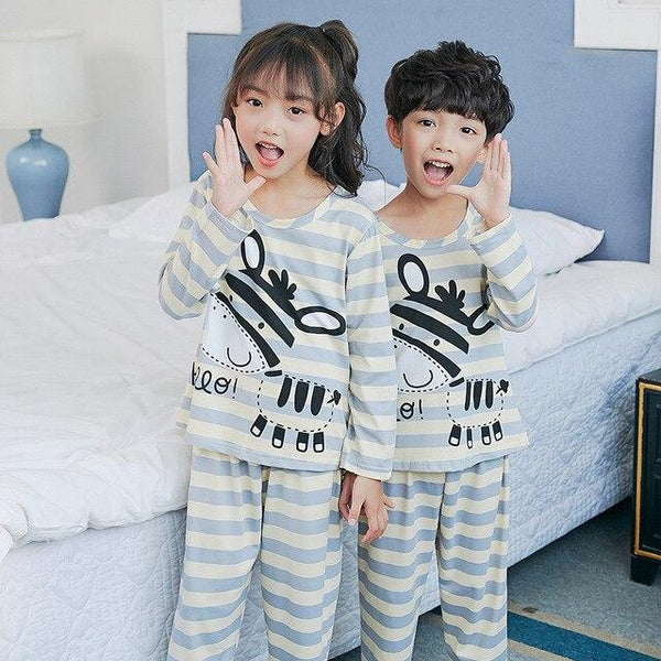 Children Pajamas Autumn Winter Long Sleeve Cartoon Kids Catamite Girl sleepwear Suit Lovely Children's Pyjamas Boy Home Clothes