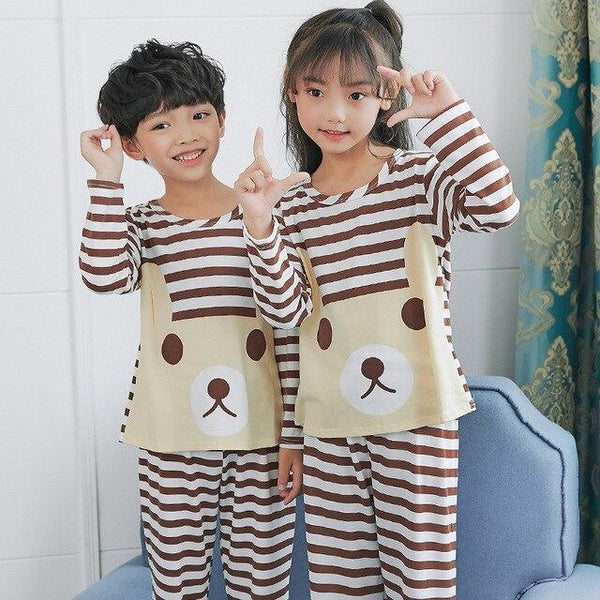Children Pajamas Autumn Winter Long Sleeve Cartoon Kids Catamite Girl sleepwear Suit Lovely Children's Pyjamas Boy Home Clothes
