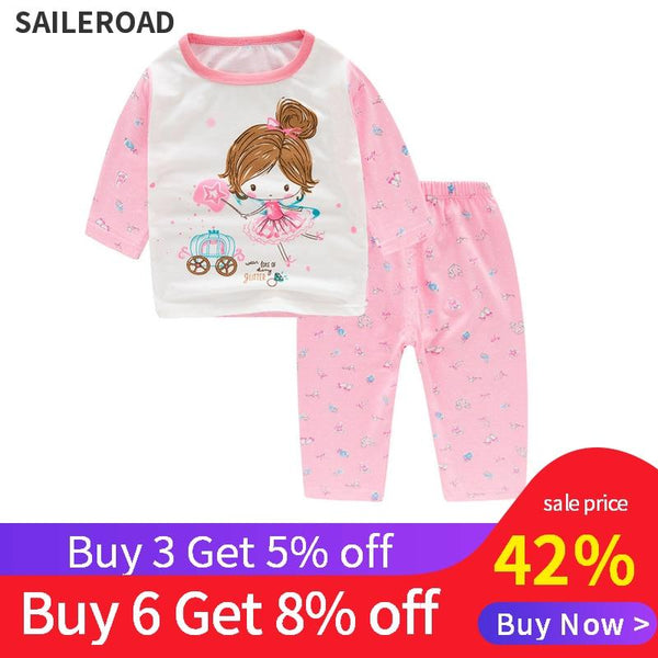 SAILEROAD Baby Girls  Pyjamas Children Cartoon Cute Lovely Girl Pajamas Set pijama infantil Kids Unicorn Pyjamas Sleepwear Suits