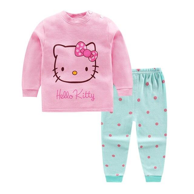 1 set lovely pajamas set for girls children's sleepwear set with long pants Kids clothing set in summer