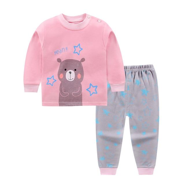 1 set lovely pajamas set for girls children's sleepwear set with long pants Kids clothing set in summer