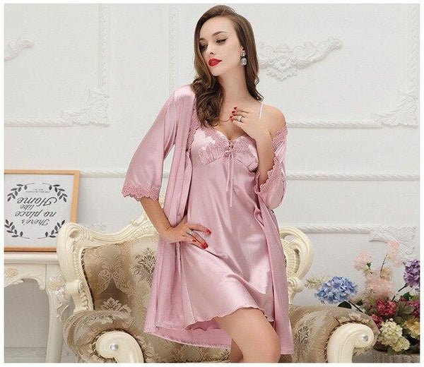 Four Colors Robe Lingerie Female Sexy Nightwear Halterneck Nightie Fantasias Sensuais Negligees Underwear Nightclothes