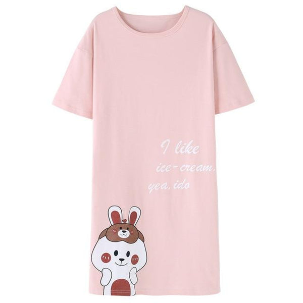 100% Cotton Women Sleepshirts Nightgowns Cartoon Night Dress Fashion Girls Nighty Sleepwear Ladies Nightwear Summer Homewear