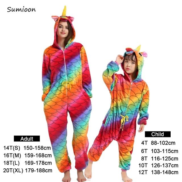 Boys Girls Pajamas Sets Kigurumi Unicorn Pajamas For Women Men Onesie Adults Animal Panda Stitch Sleepwear Cosplay Pyjamas Kids