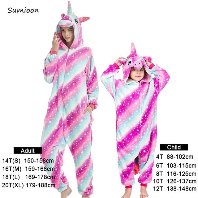 Boys Girls Pajamas Sets Kigurumi Unicorn Pajamas For Women Men Onesie Adults Animal Panda Stitch Sleepwear Cosplay Pyjamas Kids