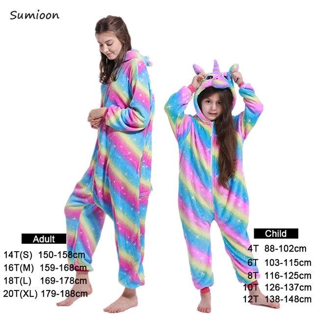 Boys Girls Pajamas Sets Kigurumi Unicorn Pajamas For Women Men Onesie Adults Animal Panda Stitch Sleepwear Cosplay Pyjamas Kids