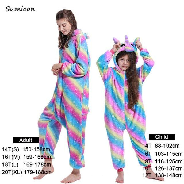 Boys Girls Pajamas Sets Kigurumi Unicorn Pajamas For Women Men Onesie Adults Animal Panda Stitch Sleepwear Cosplay Pyjamas Kids