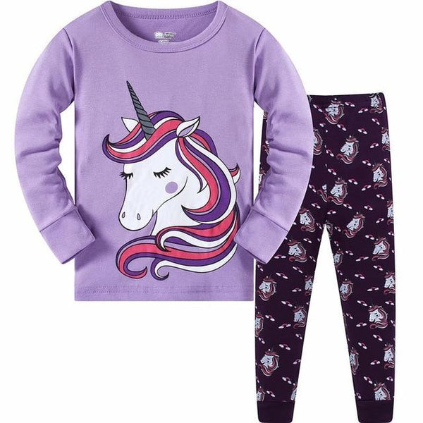 New Autumn Kids Pajamas Sets For Boys Girls Long Sleeve Lovely Unicorn Sleepwear Children Cotton Nightwear Home Wear