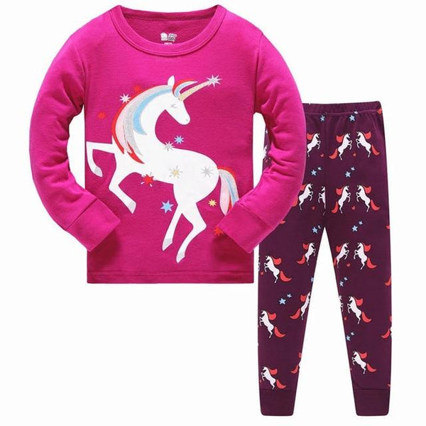New Autumn Kids Pajamas Sets For Boys Girls Long Sleeve Lovely Unicorn Sleepwear Children Cotton Nightwear Home Wear