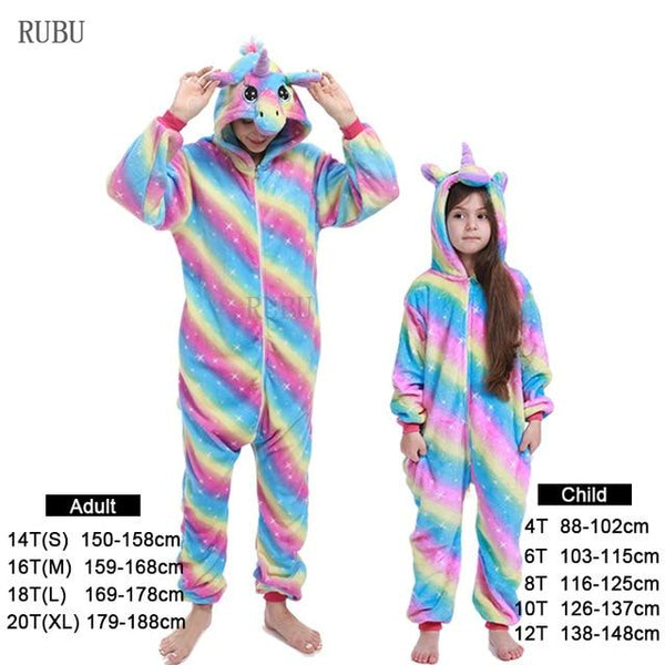Kids Unicorn Pijama Adult Winter Pyjama Sleepwear For Women Boys Cartoon Homewear Onesie Kigurumi Pajamas Set Baby Girls Clothes