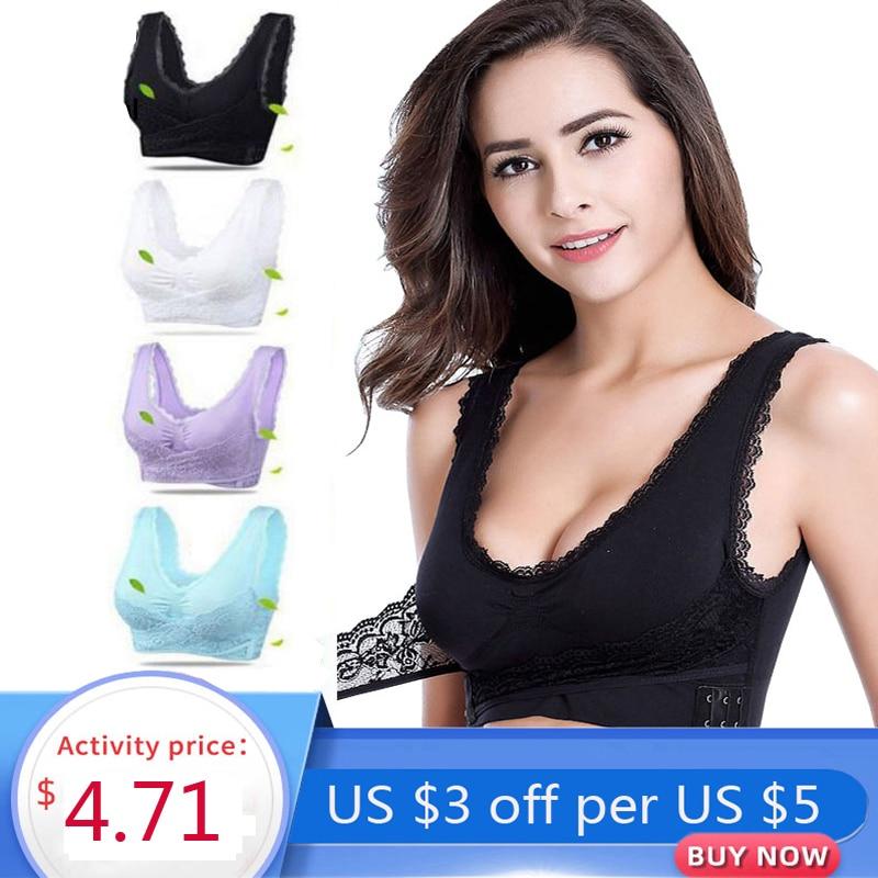 Queenral Sexy Women Bra Push Up Bralette Lingerie Underwear Brassiere Front Closure Bras For Women Big Size Sleep Bra Femme BH